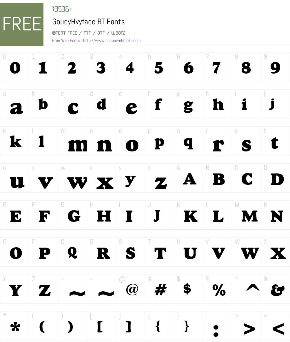 GoudyHvyface BT Font Screenshots
