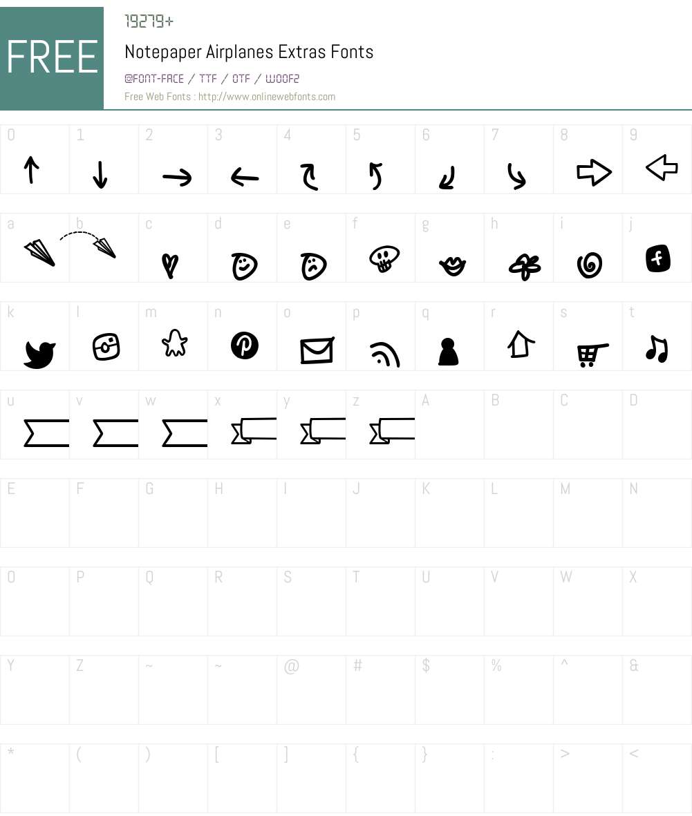 Notepaper Airplanes Extras Font Screenshots
