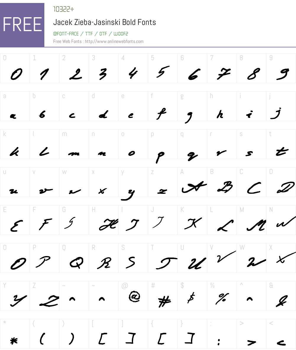 Jacek Zieba-Jasinski Font Screenshots