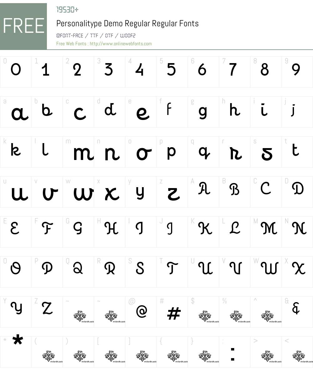 Personalitype Demo Regular Font Screenshots
