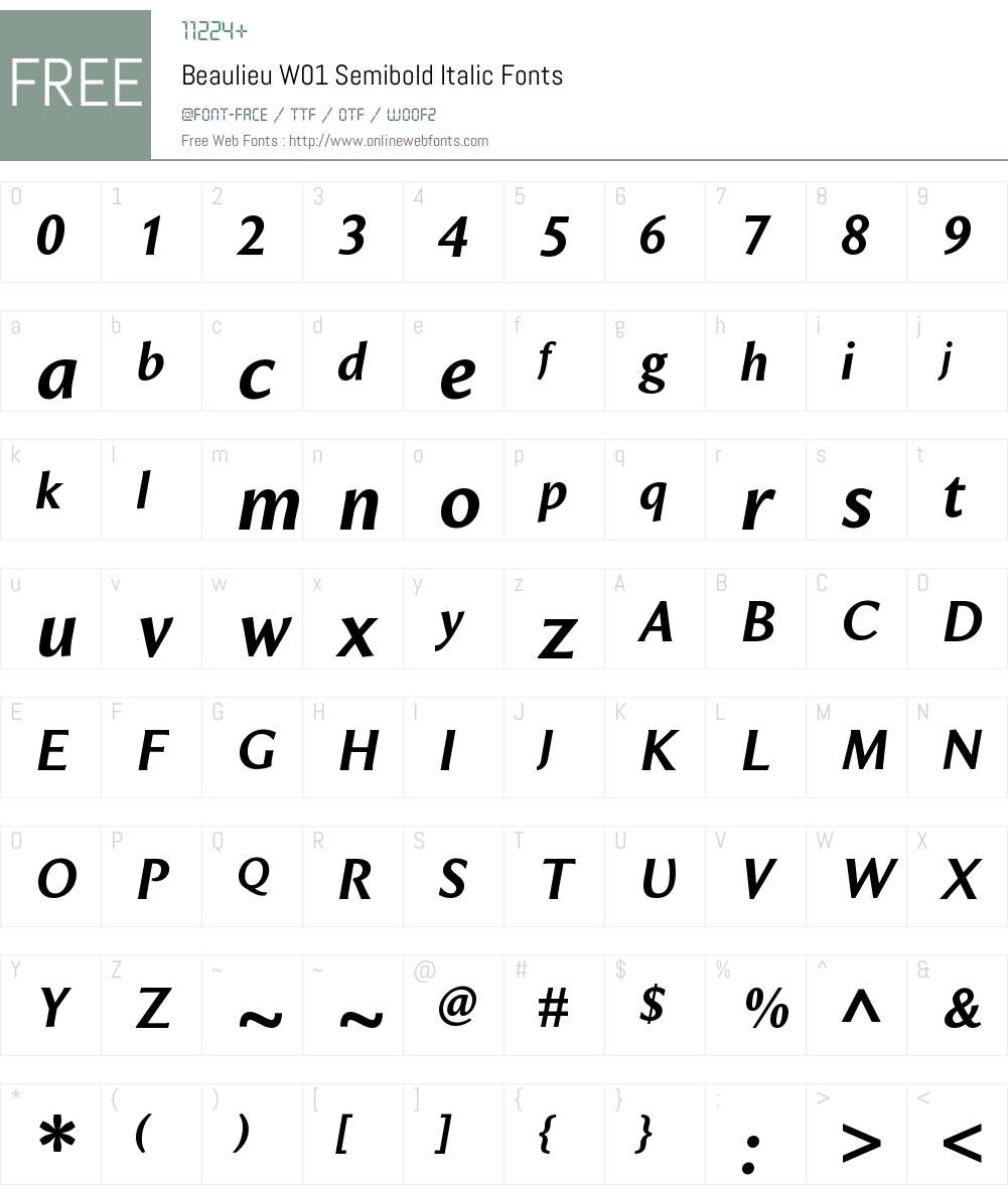 BeaulieuW01-SemiboldItalic Font Screenshots