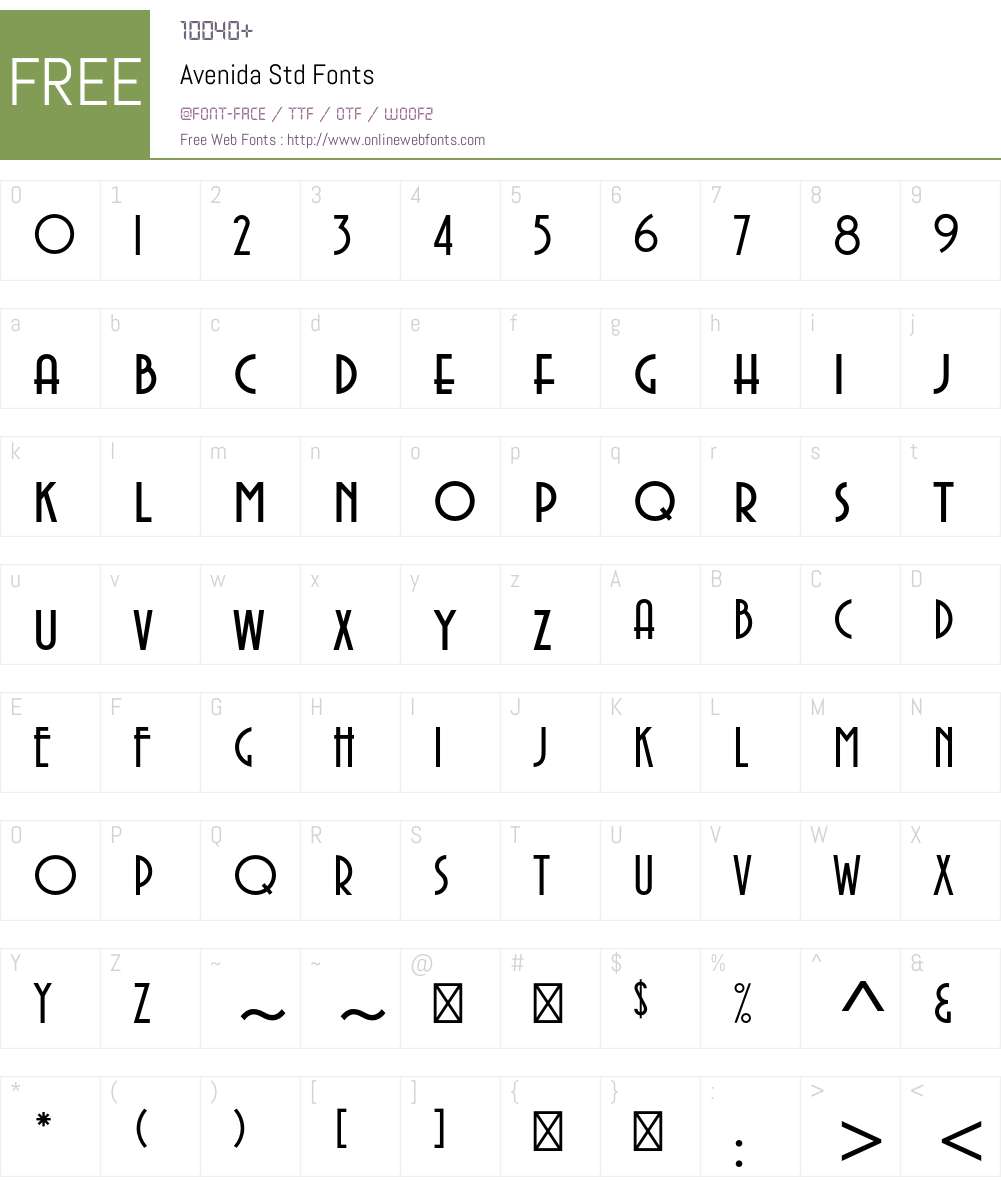 Avenida Std Font Screenshots