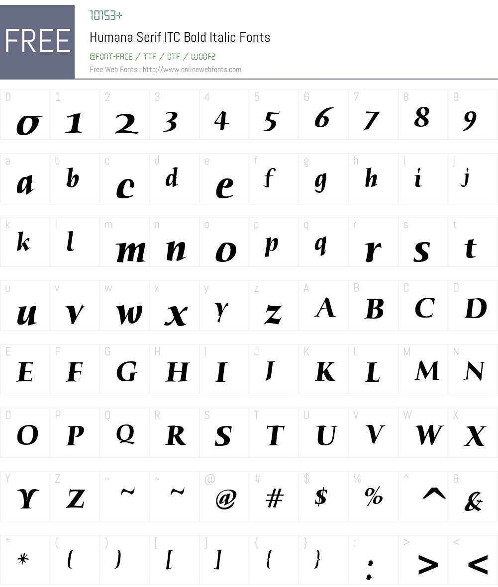 Humana Serif ITC Font Screenshots