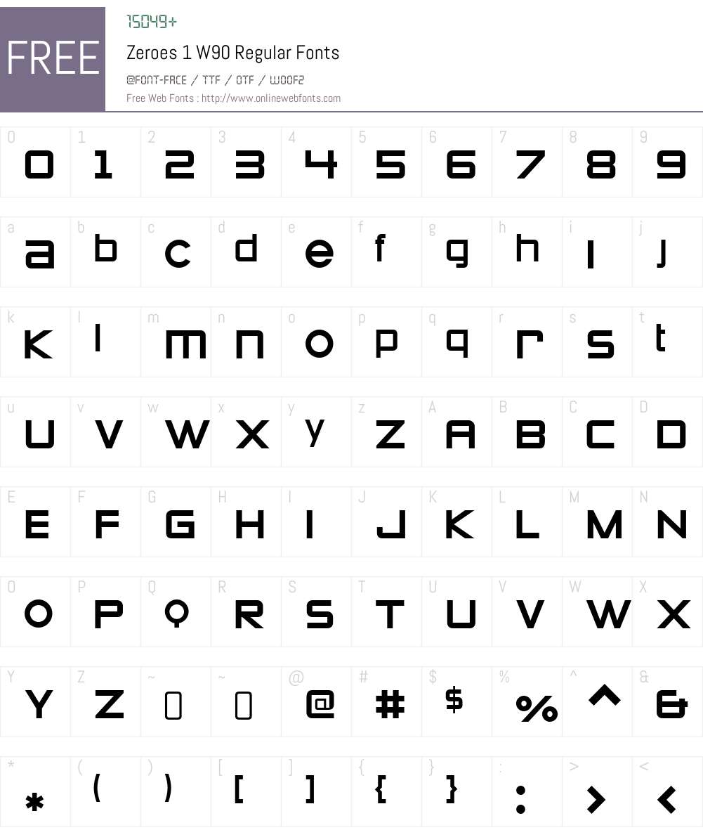 Zeroes1W90-Regular Font Screenshots
