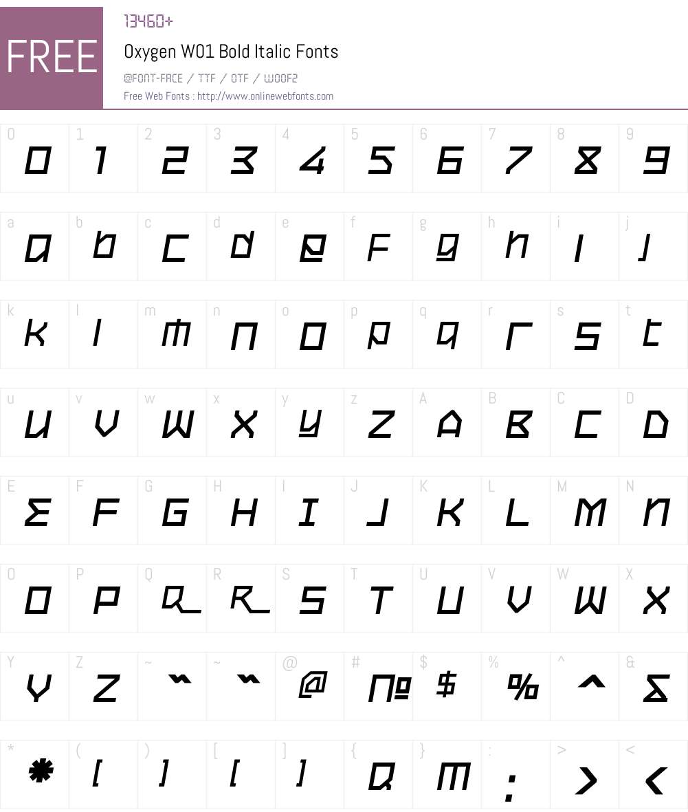 OxygenW01-BoldItalic Font Screenshots