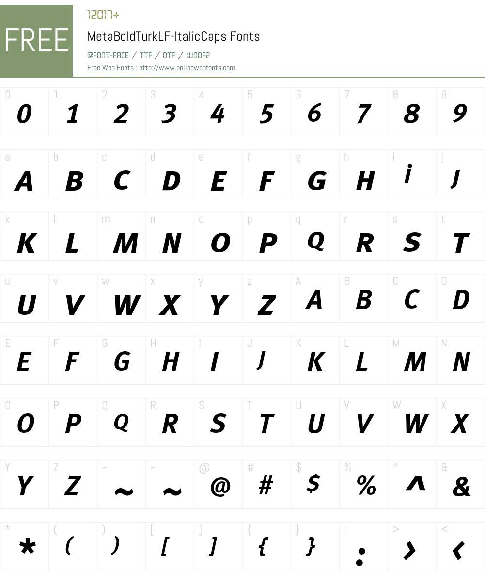 MetaBoldTurkLF Font Screenshots