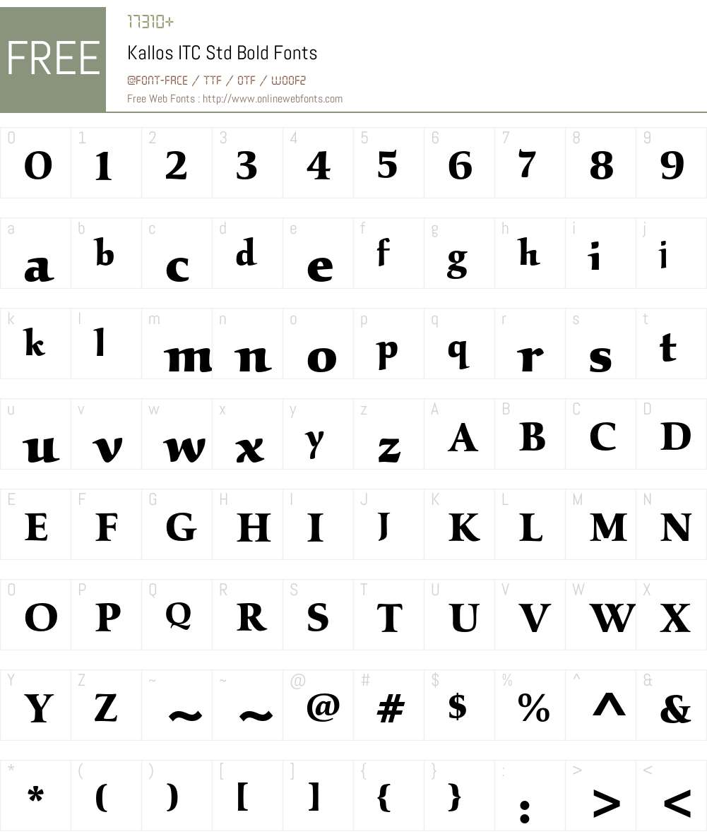 Kallos ITC Std Font Screenshots