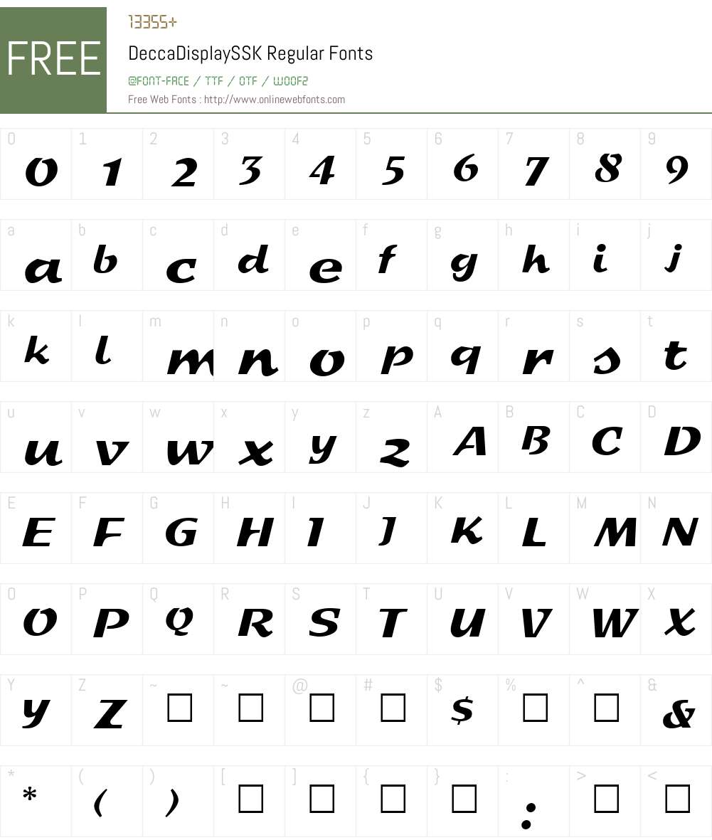 DeccaDisplaySSK Font Screenshots