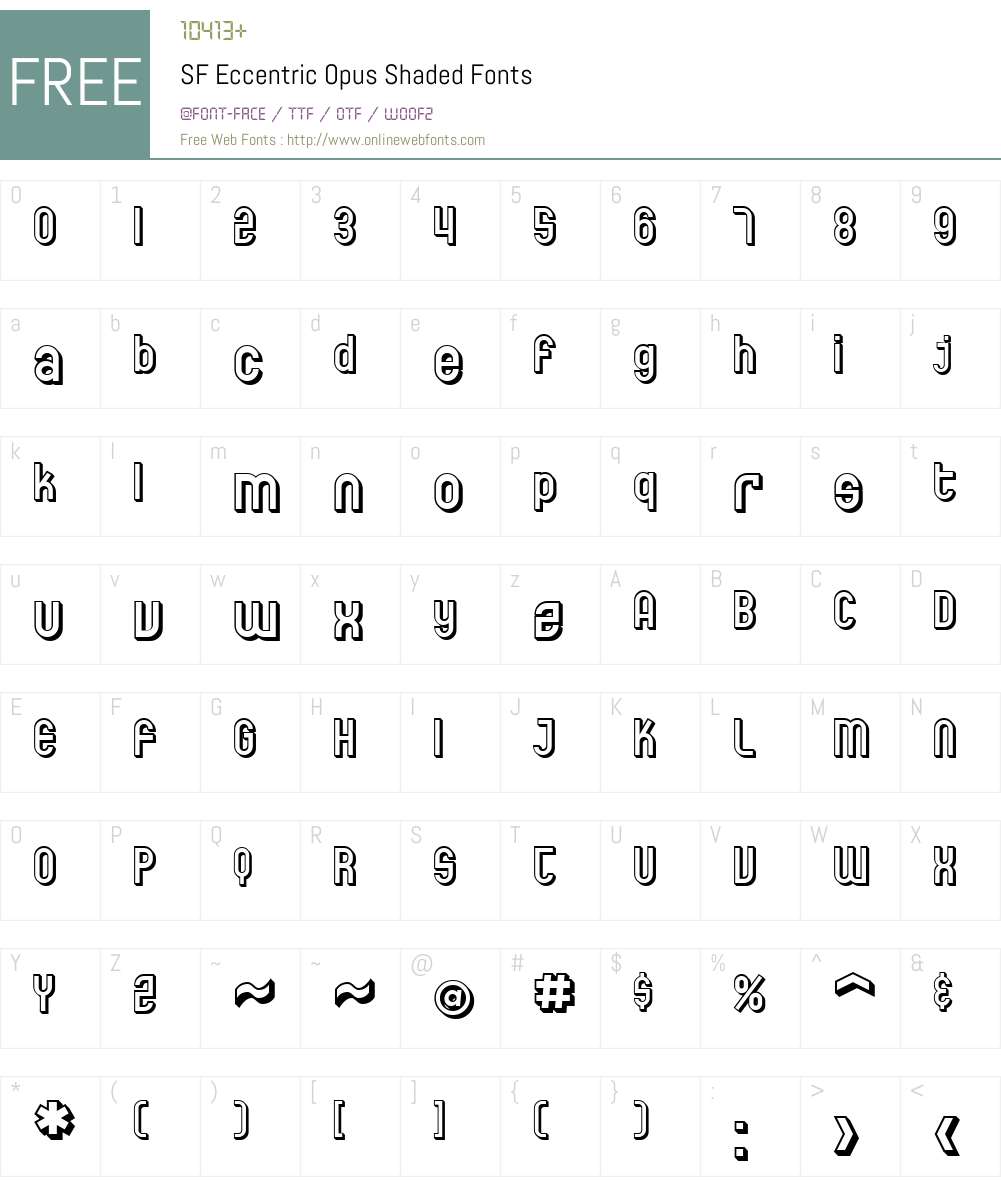 SF Eccentric Opus Shaded Font Screenshots