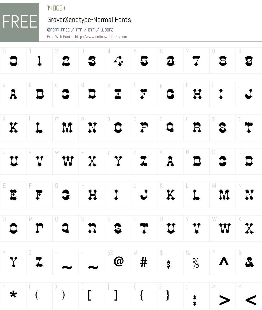 GroverXenotype Font Screenshots