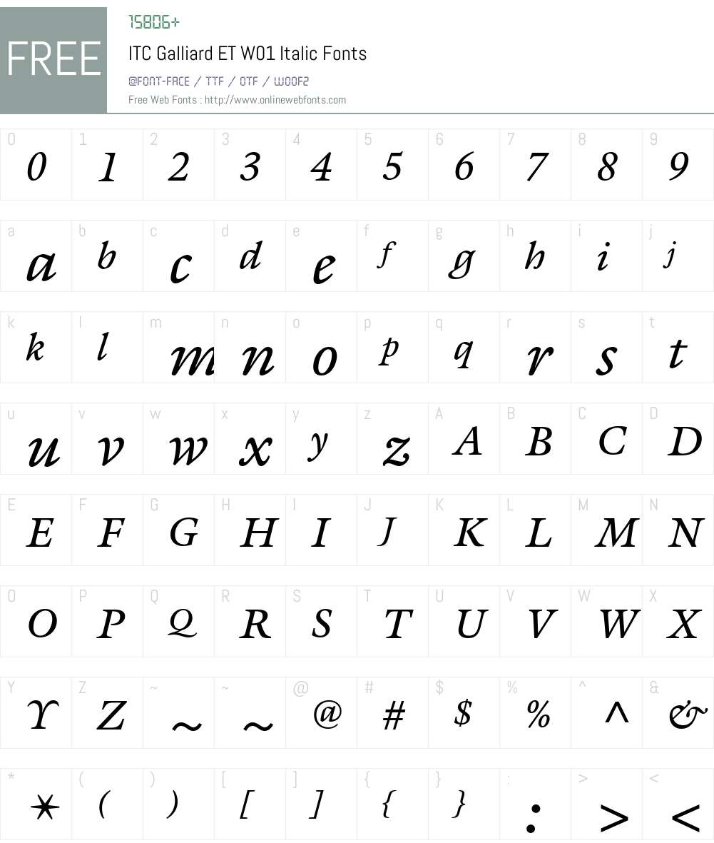 ITCGalliardETW01-Italic Font Screenshots