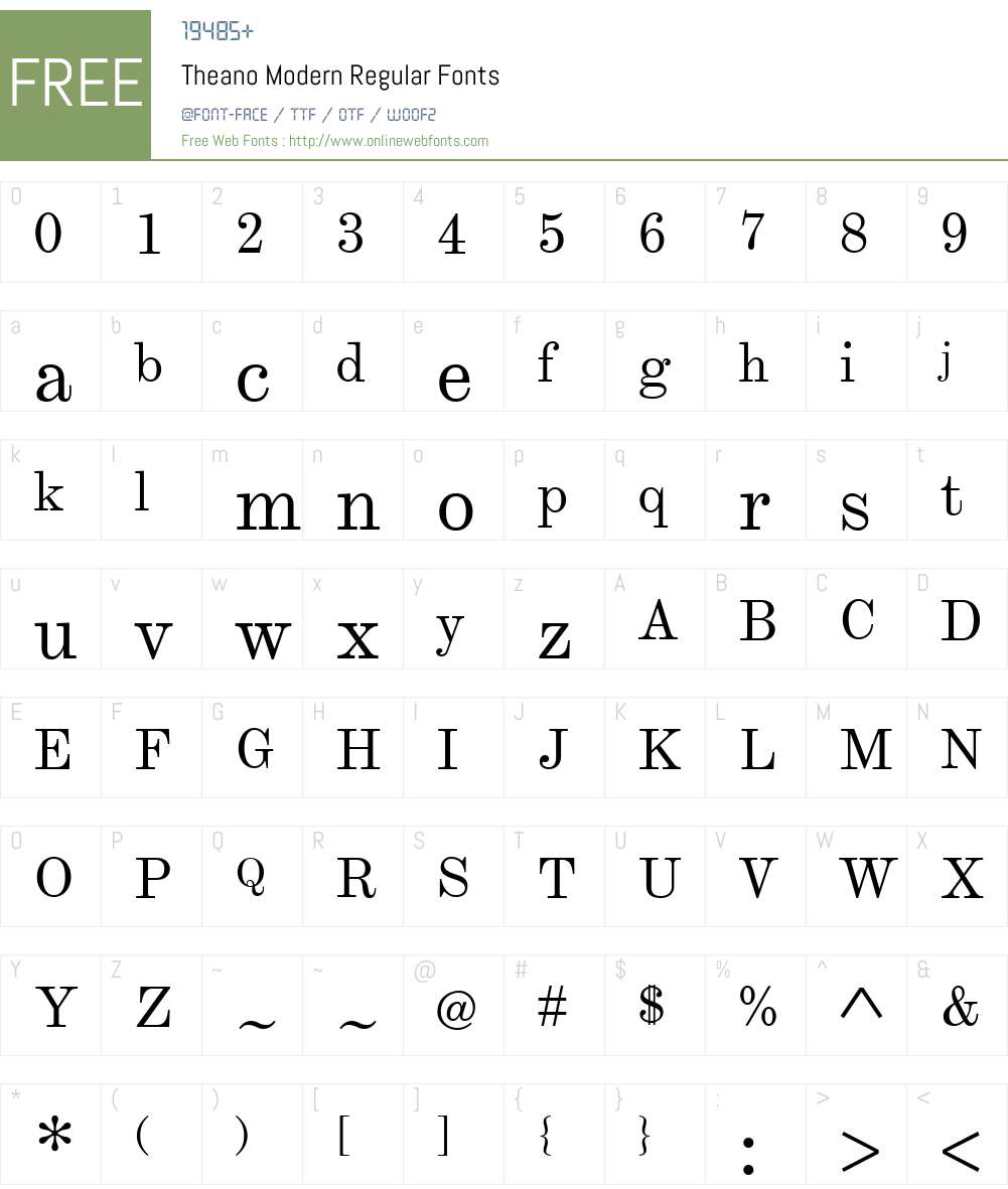 Theano Modern Font Screenshots