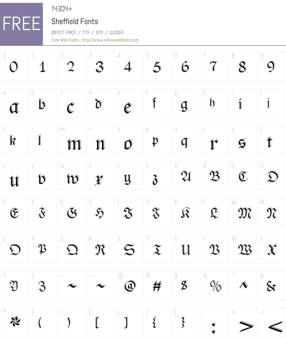 Sheffield Font Screenshots