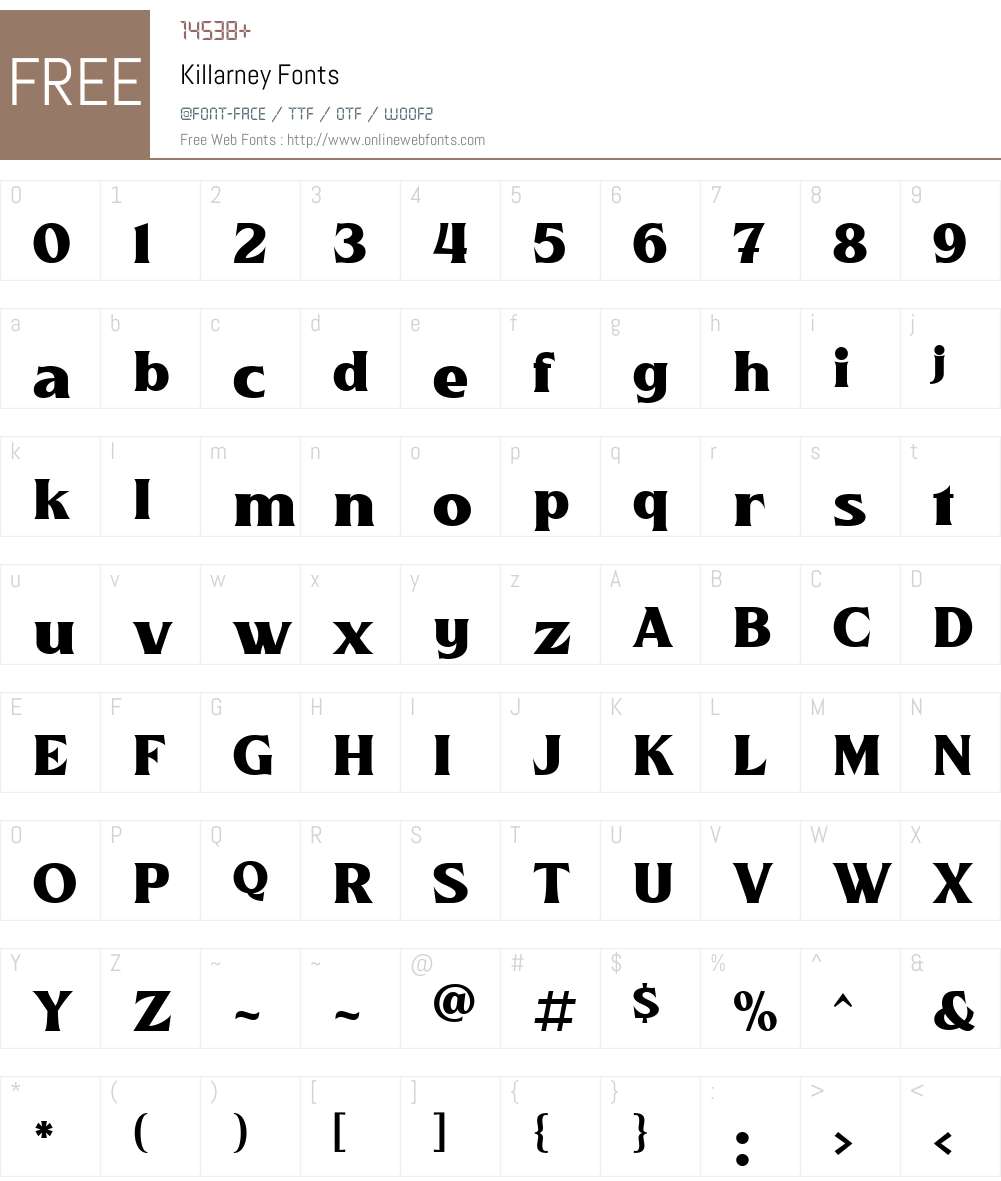 Killarney Font Screenshots