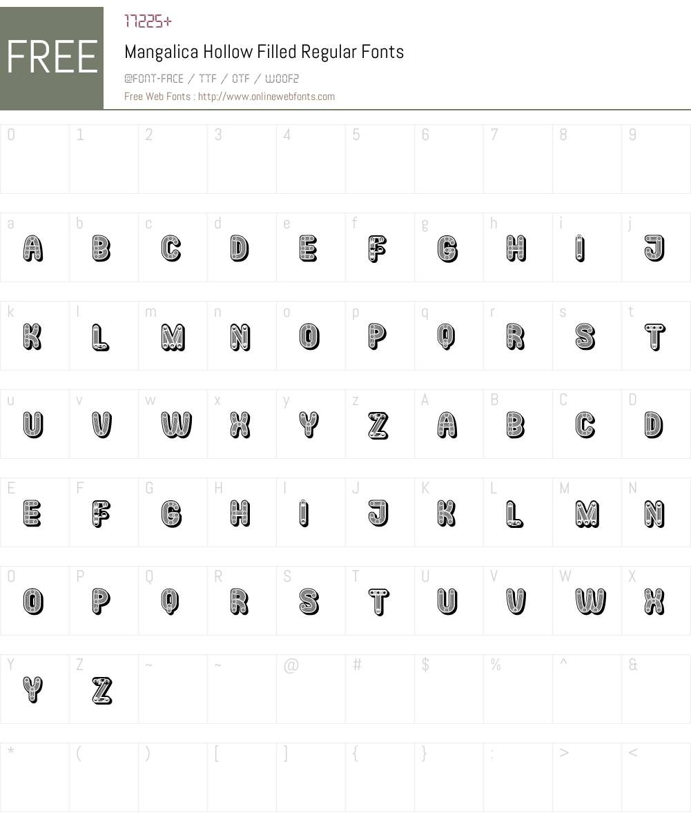 Mangalica Hollow Filled Font Screenshots