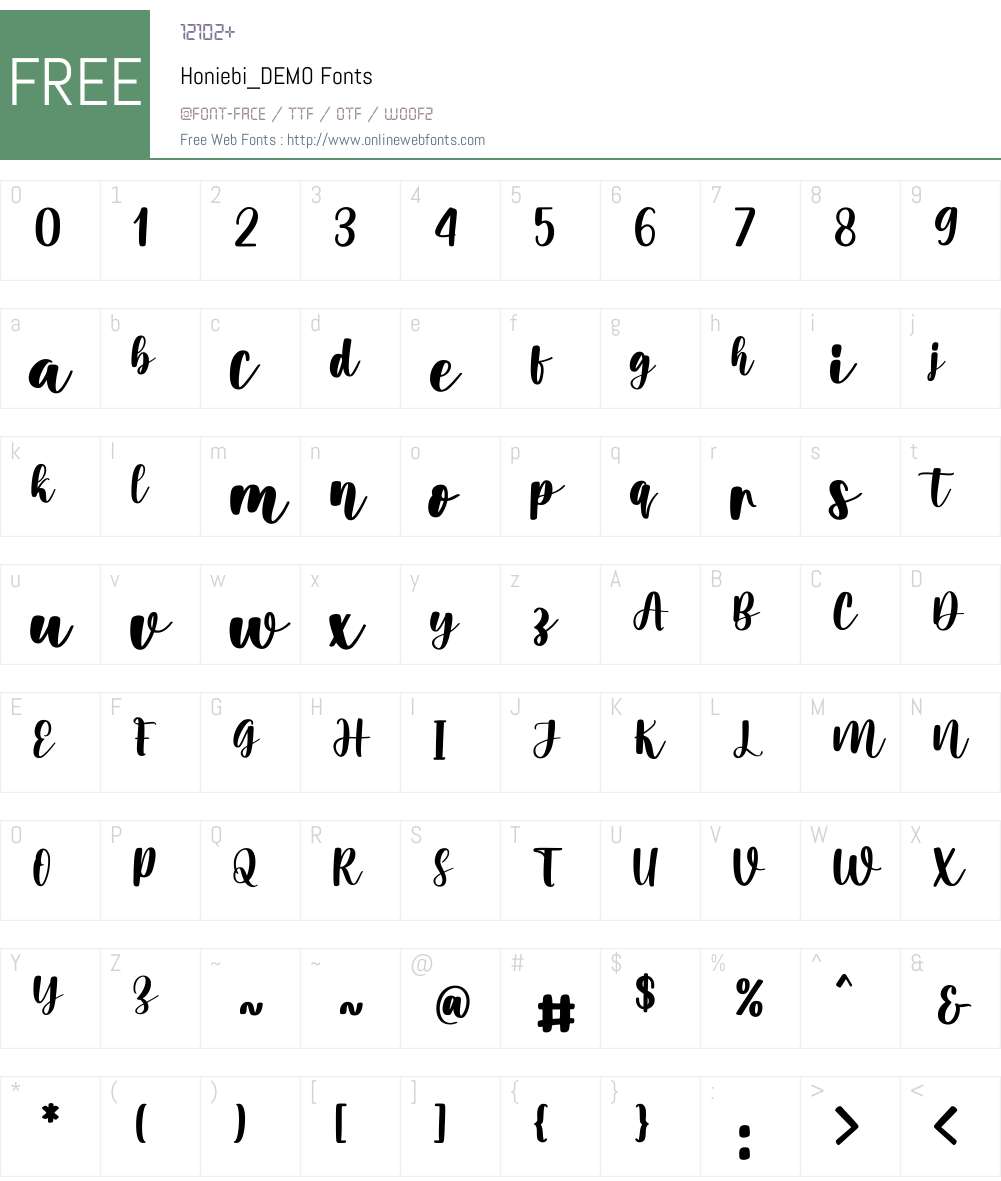 Honiebi_DEMO Font Screenshots