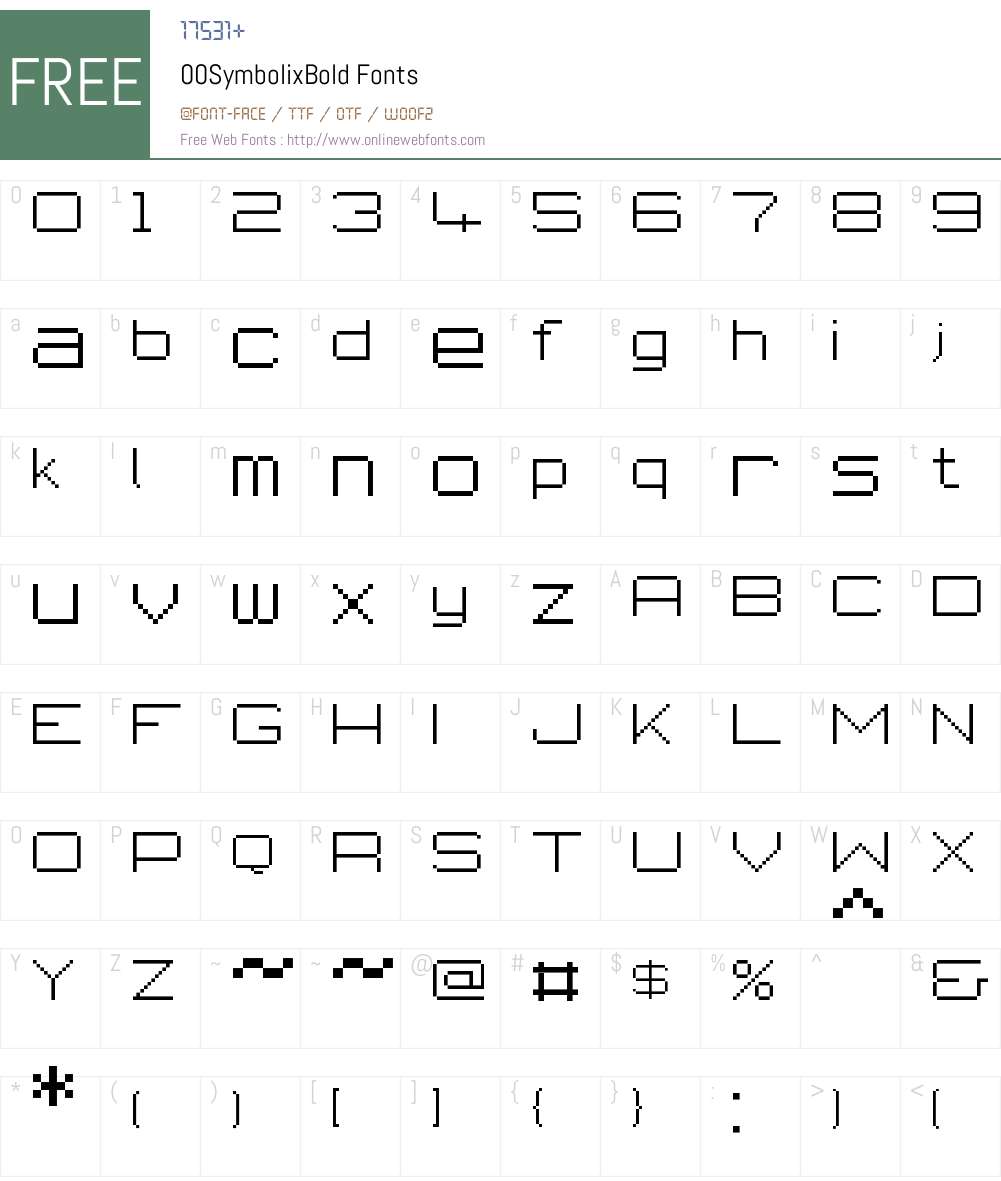 00Symbolix Font Screenshots