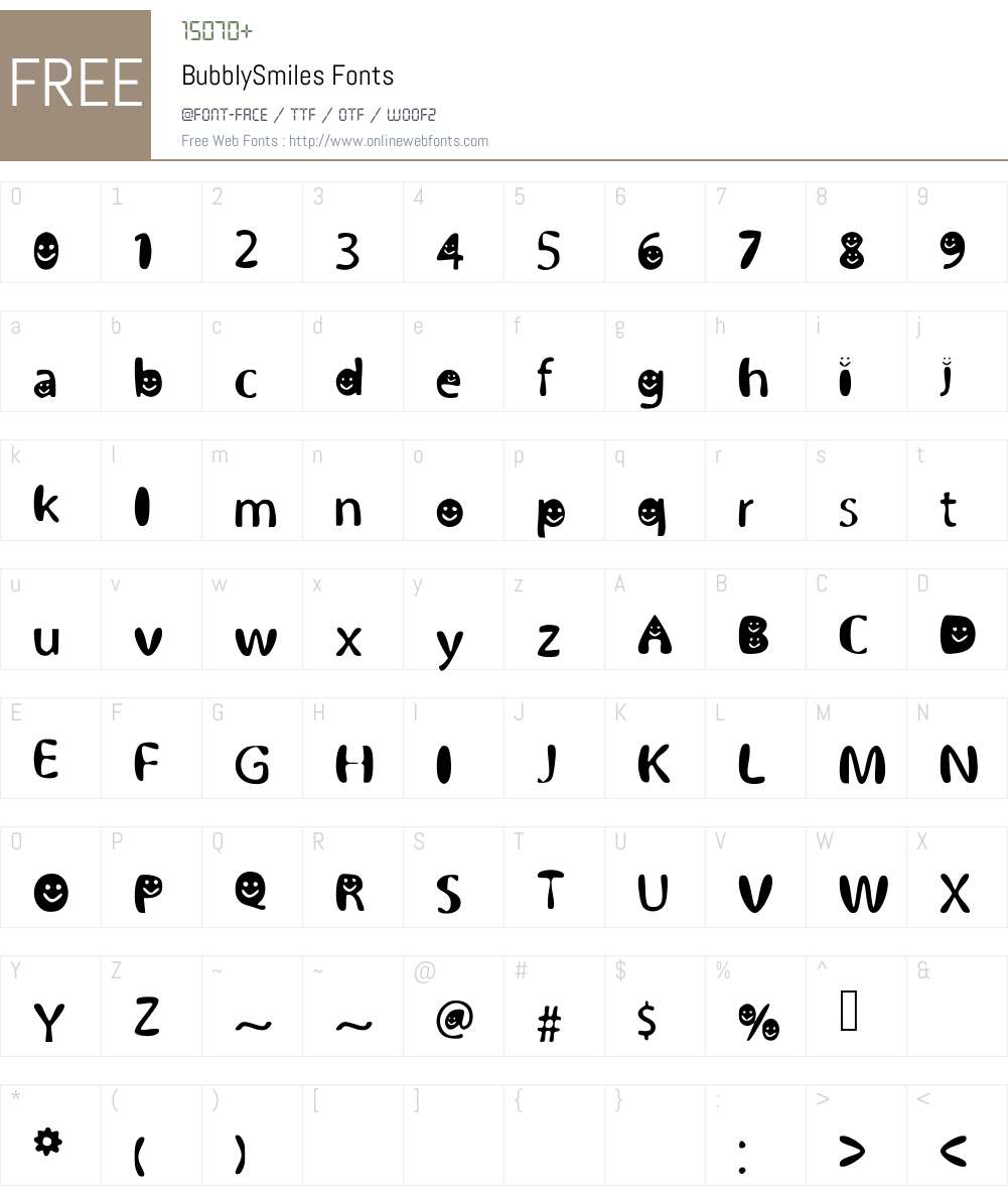 BubblySmiles Font Screenshots