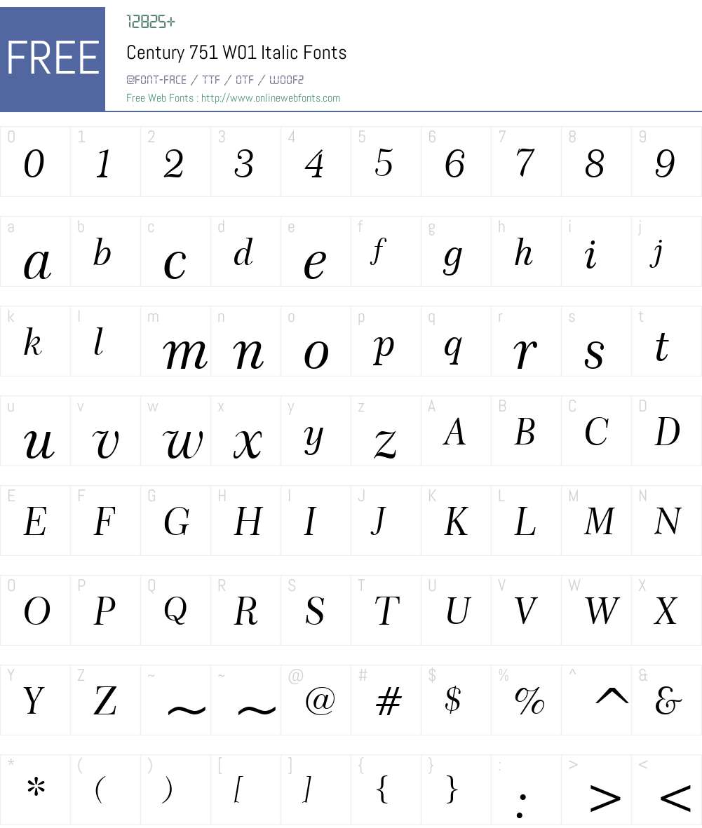 Century751W01-Italic Font Screenshots