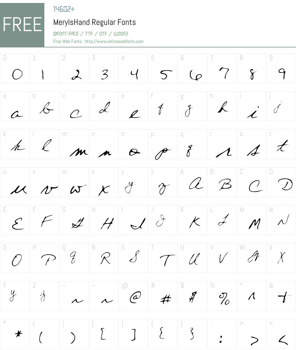 MerylsHand Font Screenshots