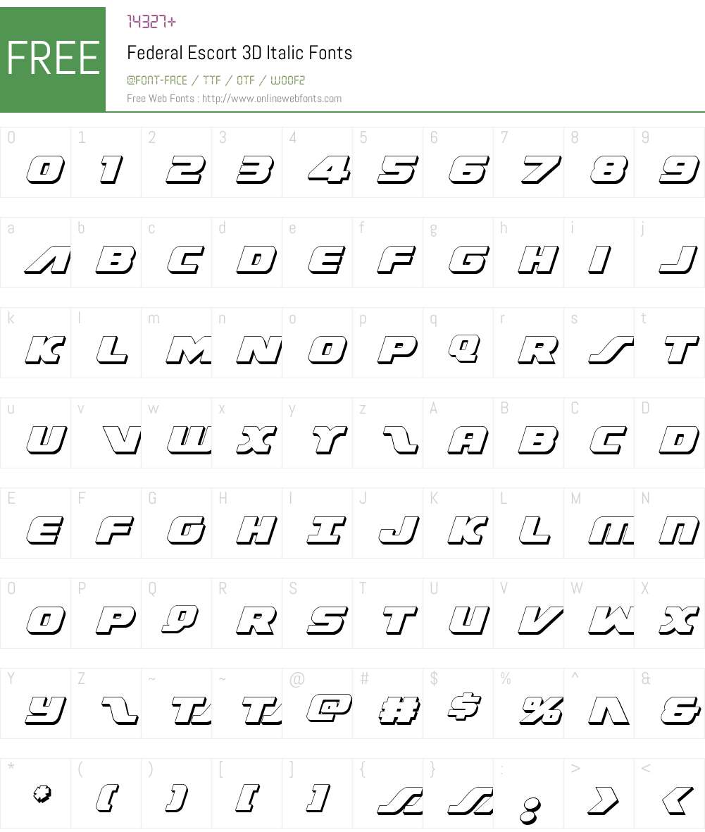 Federal Escort 3D Italic Font Screenshots