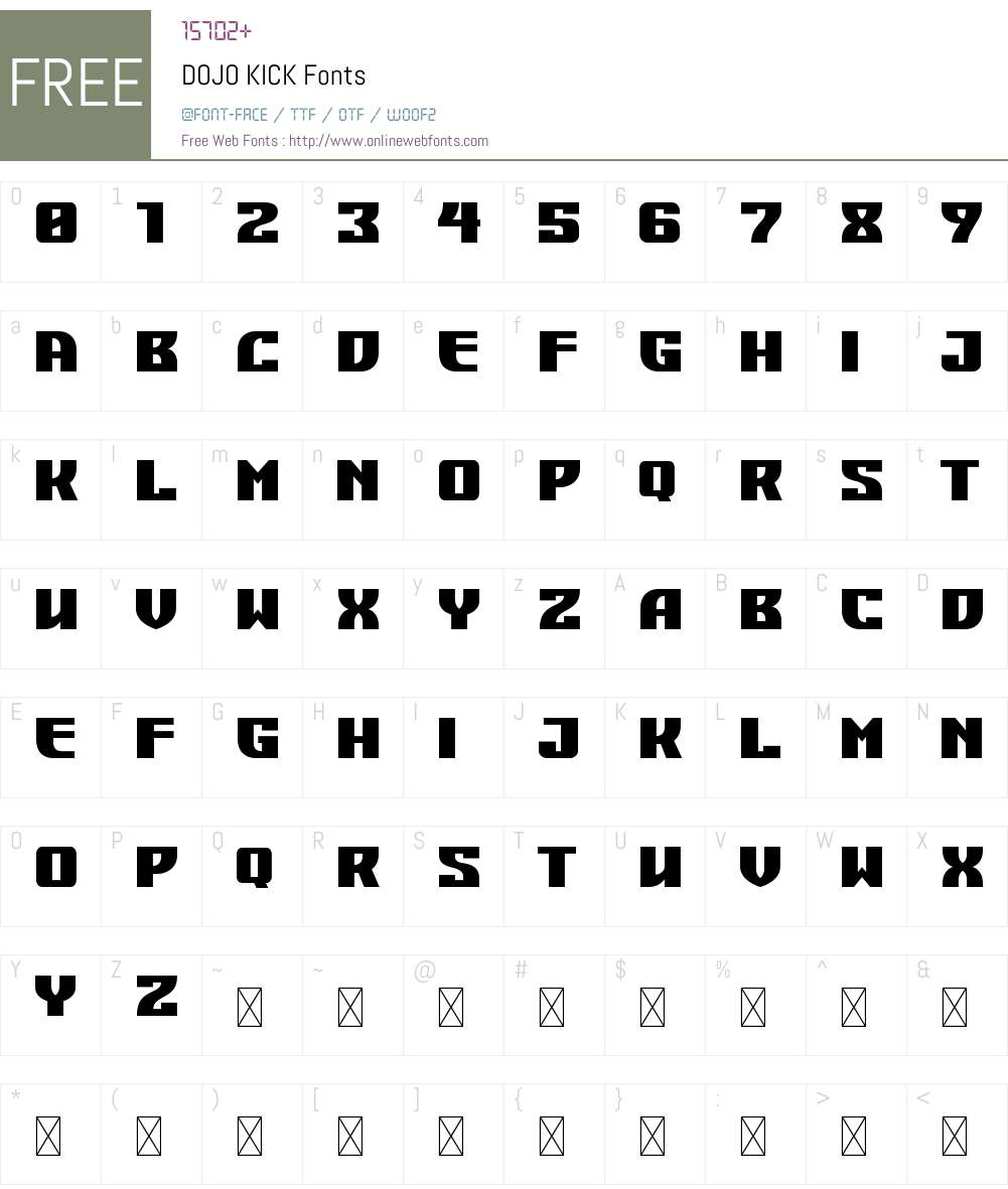 DOJO KICK Font Screenshots