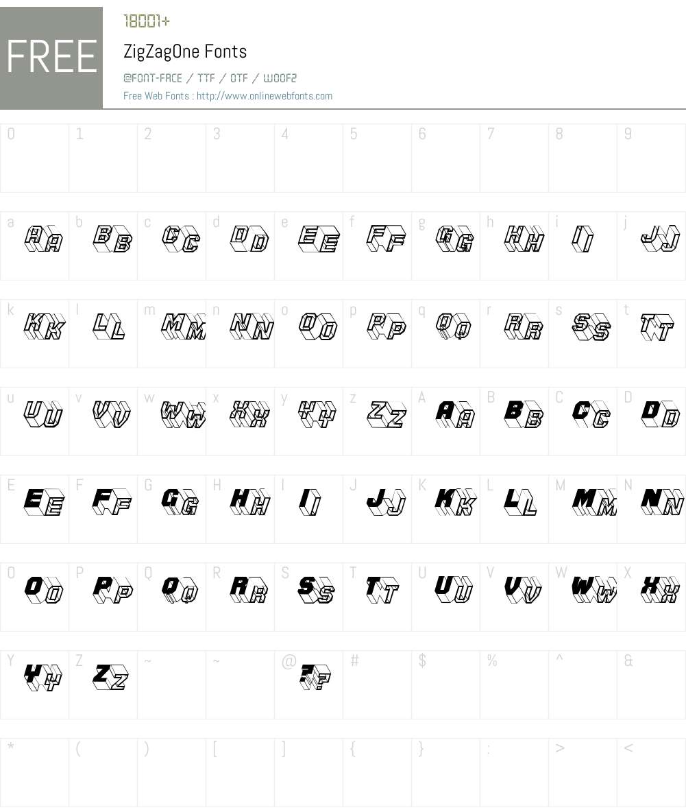 ZigZagOne Font Screenshots