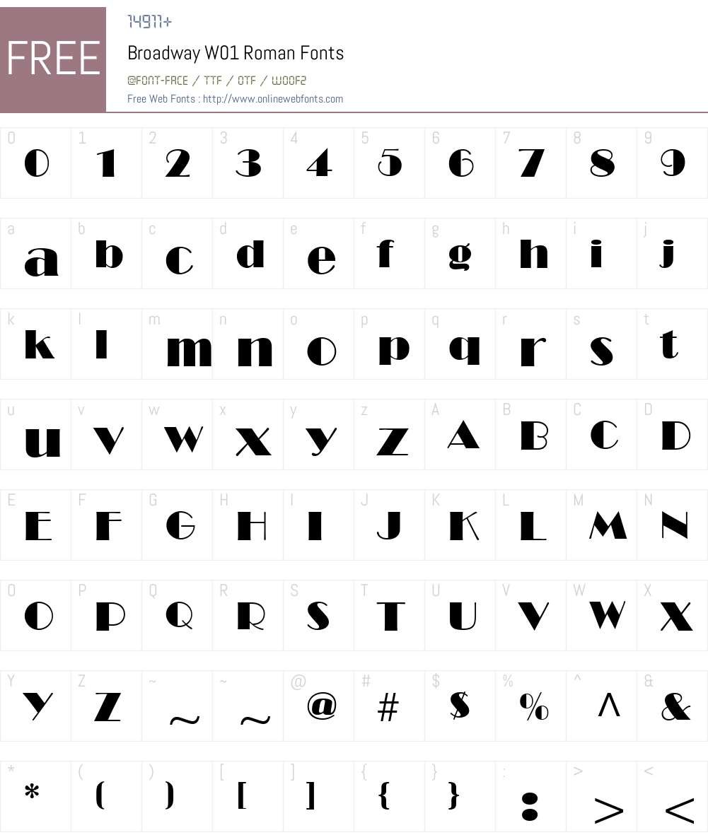 BroadwayW01-Roman Font Screenshots