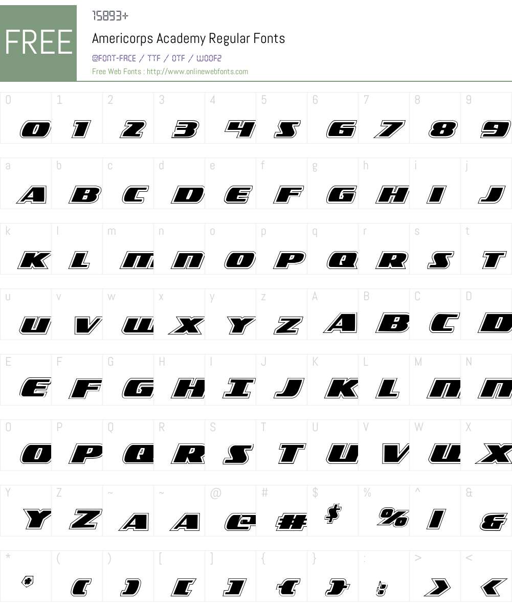 Americorps Academy Font Screenshots
