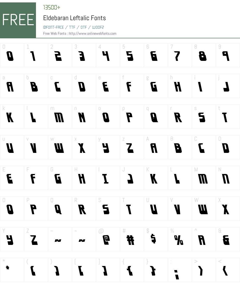 Eldebaran Leftalic Font Screenshots