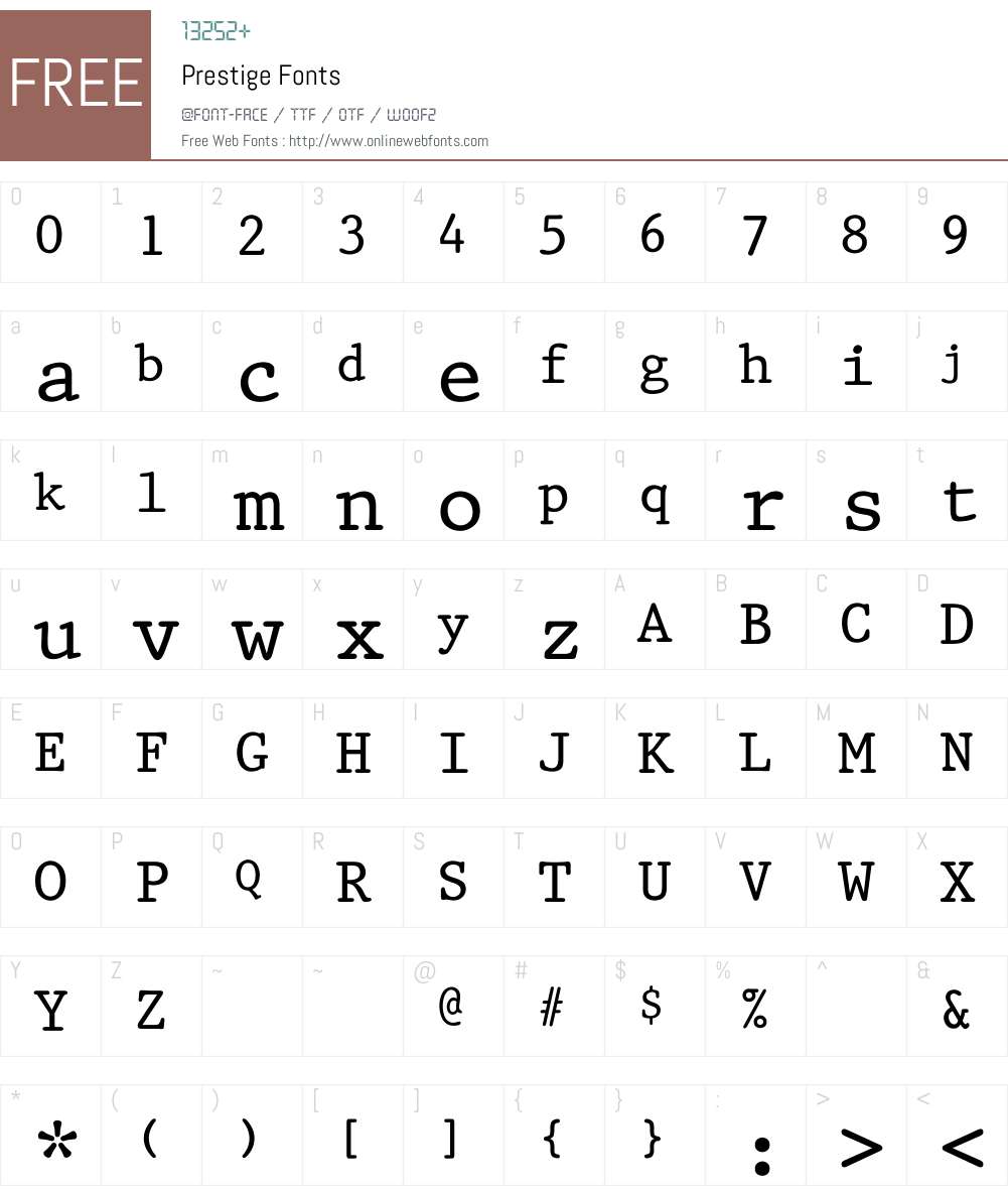 Prestige Font Screenshots