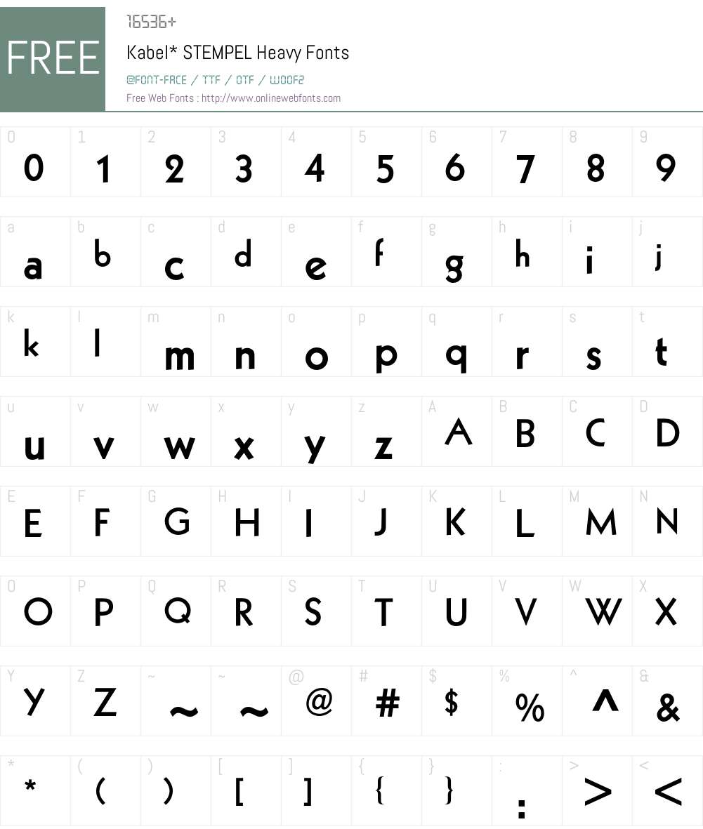 Kabel BQ Font Screenshots