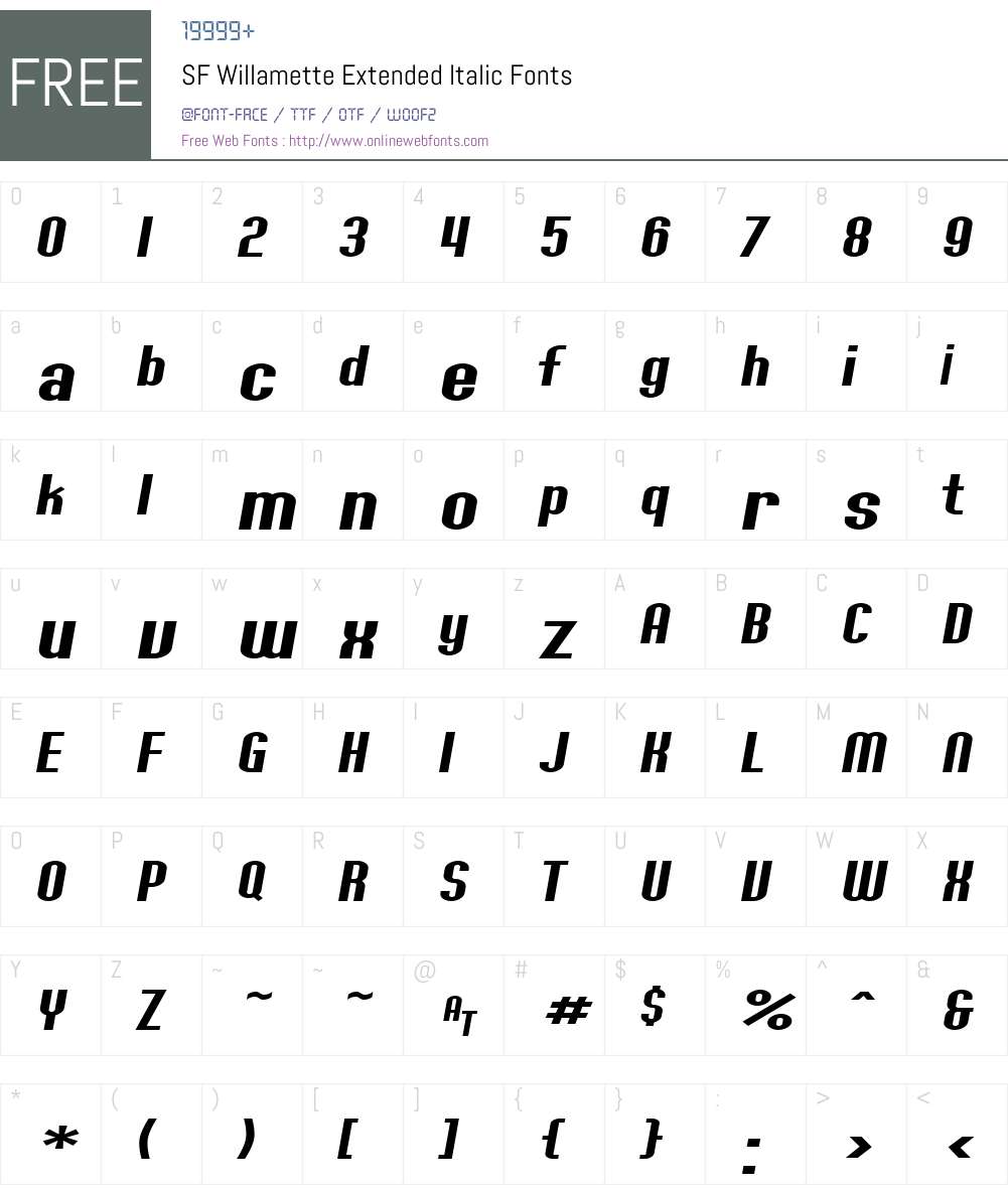 SF Willamette Extended Font Screenshots