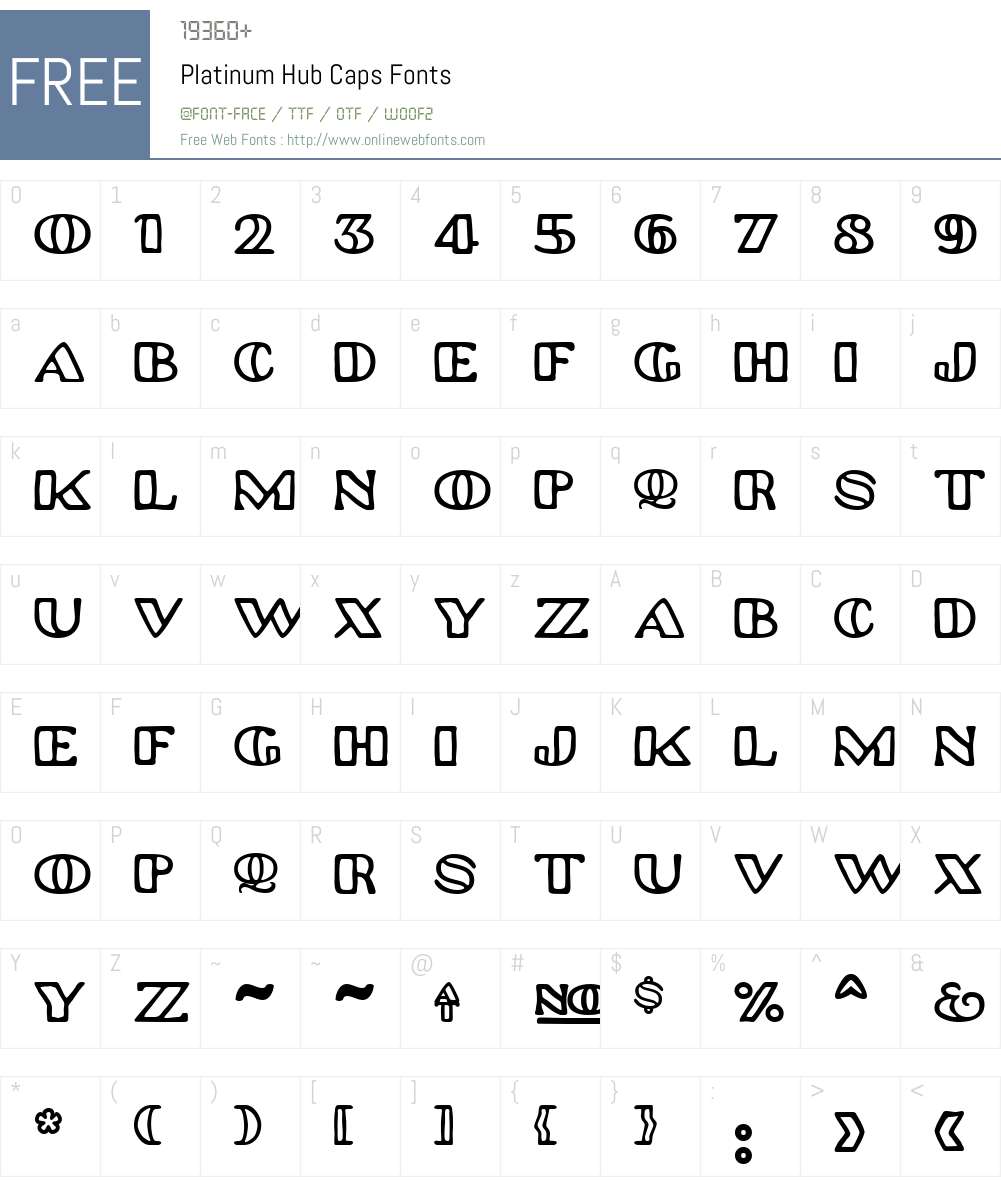 Platinum Hub Caps Font Screenshots