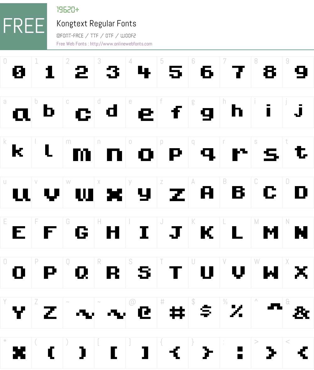 Kongtext Font Screenshots