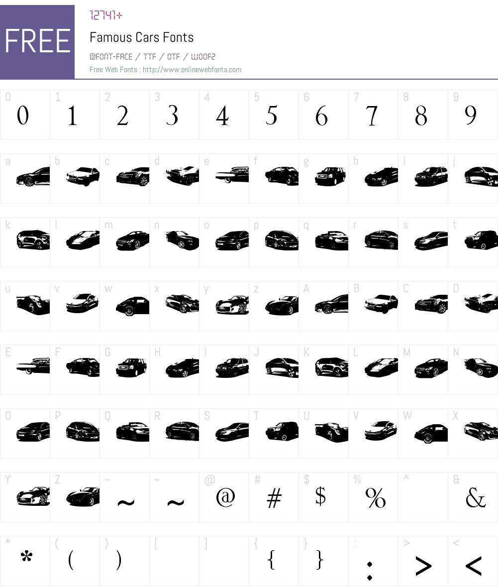 Famous Cars Font Screenshots