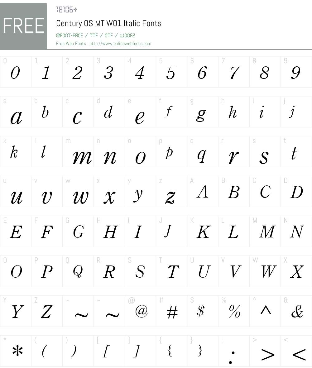CenturyOSMTW01-Italic Font Screenshots