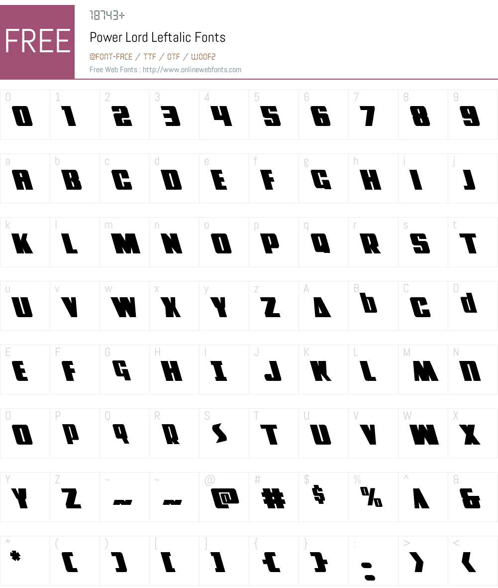 Power Lord Leftalic Font Screenshots