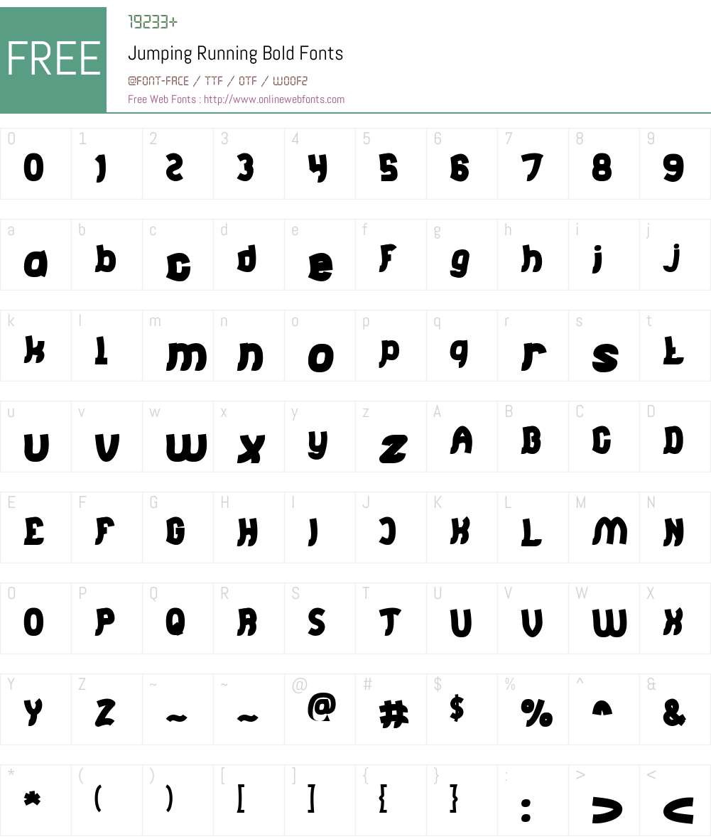 Jumping Running Font Screenshots