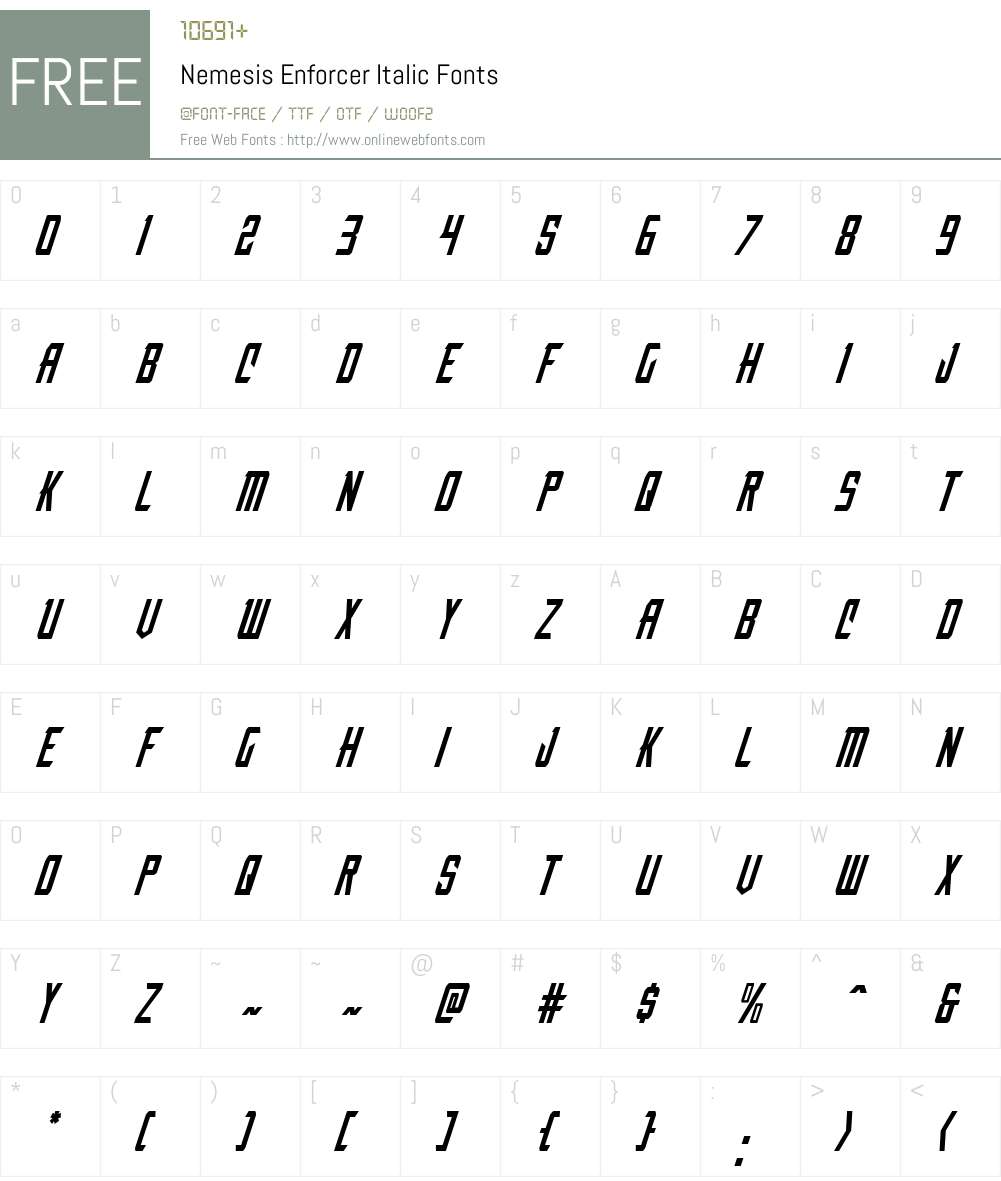 Nemesis Enforcer Italic Font Screenshots