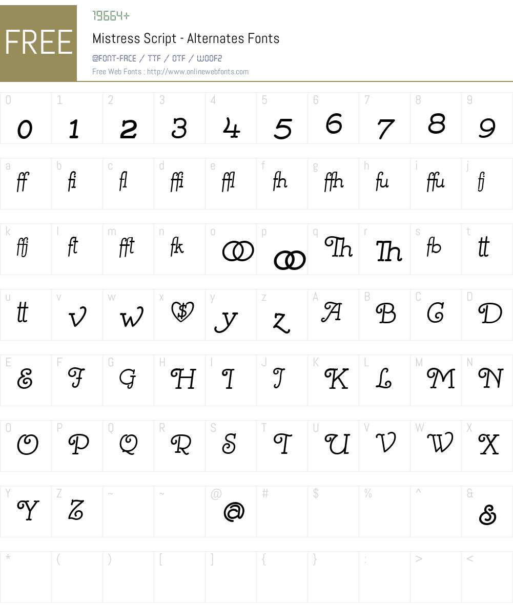 Mistress Script - Alternates Font Screenshots