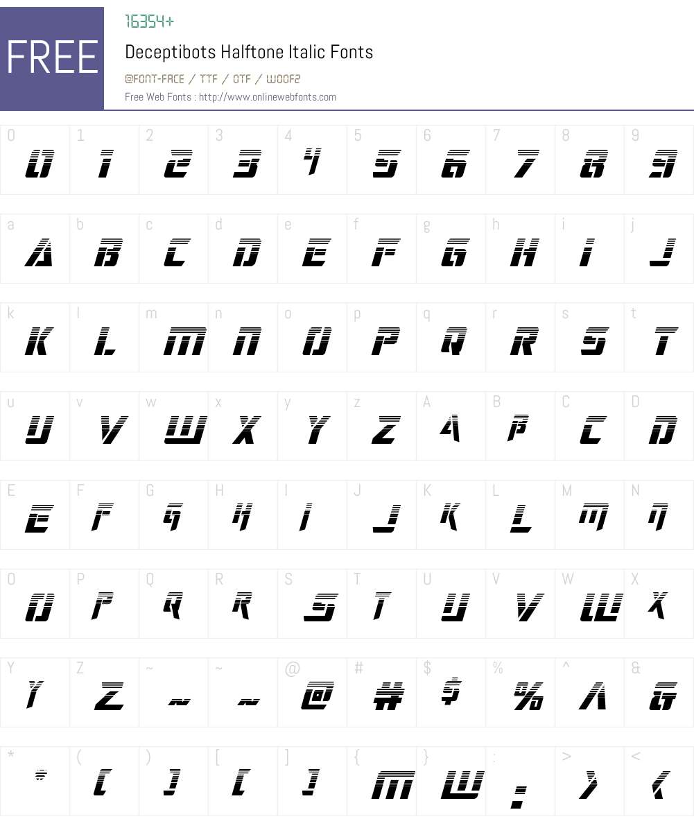 Deceptibots Halftone Italic Font Screenshots