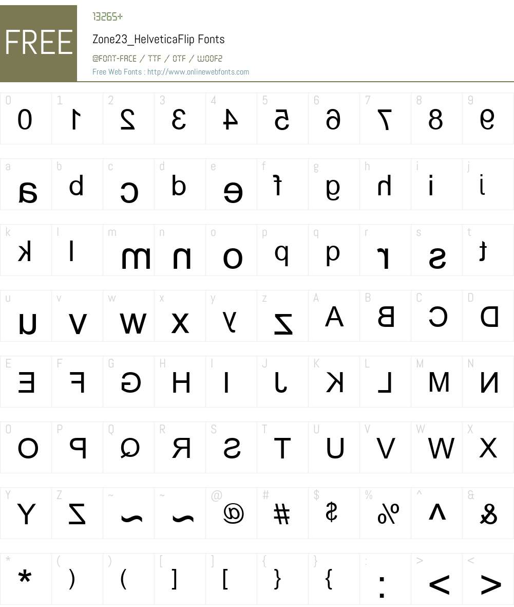 Zone23_HelveticaFlip Font Screenshots