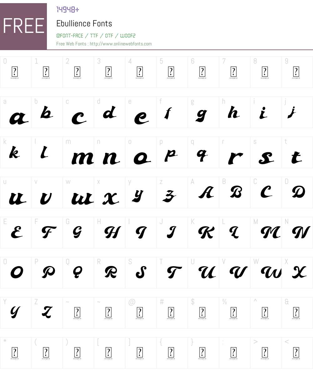 Ebullience Font Screenshots