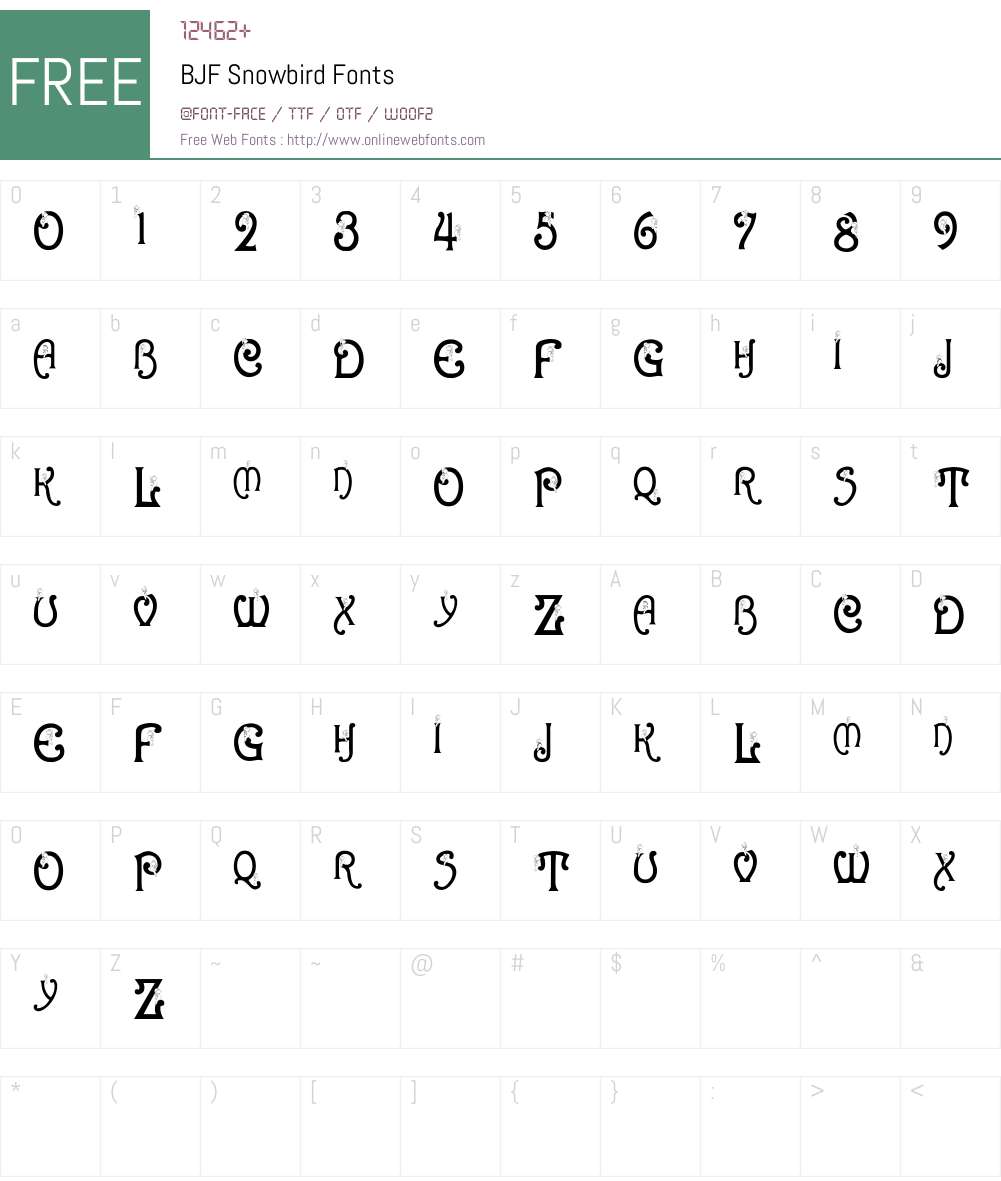 BJF Snowbird Font Screenshots