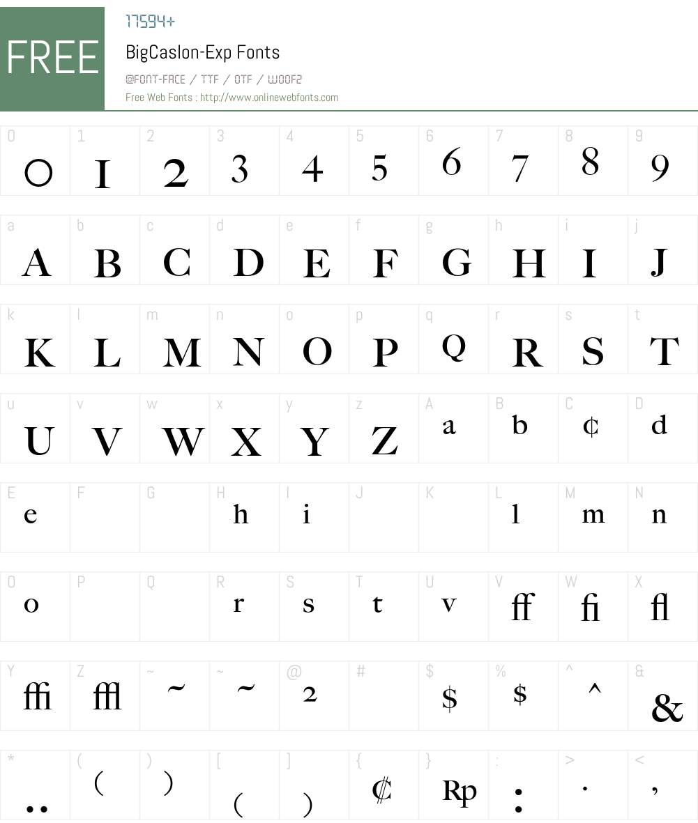 BigCaslon Font Screenshots