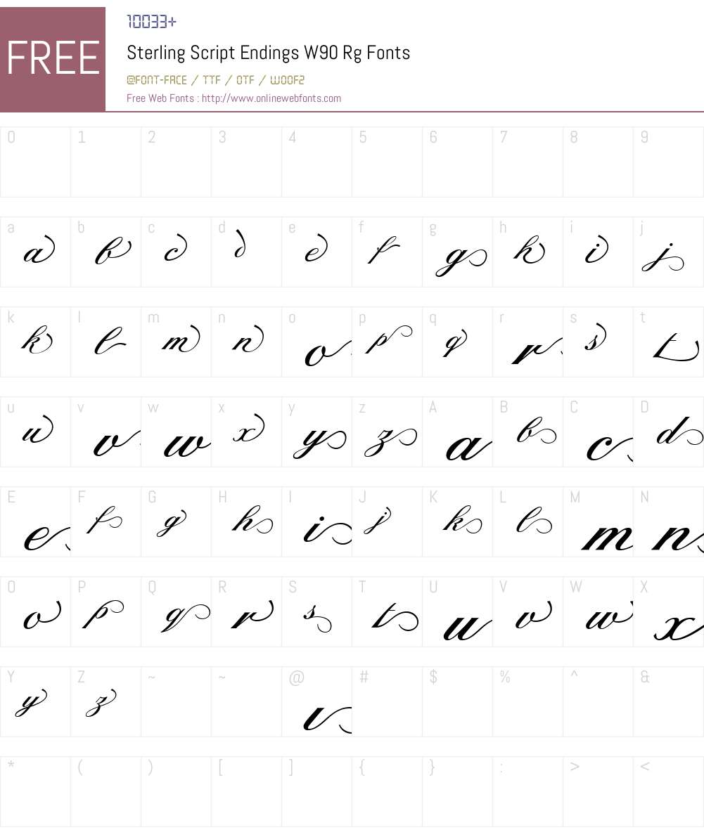 SterlingScriptEndingsW90 Font Screenshots