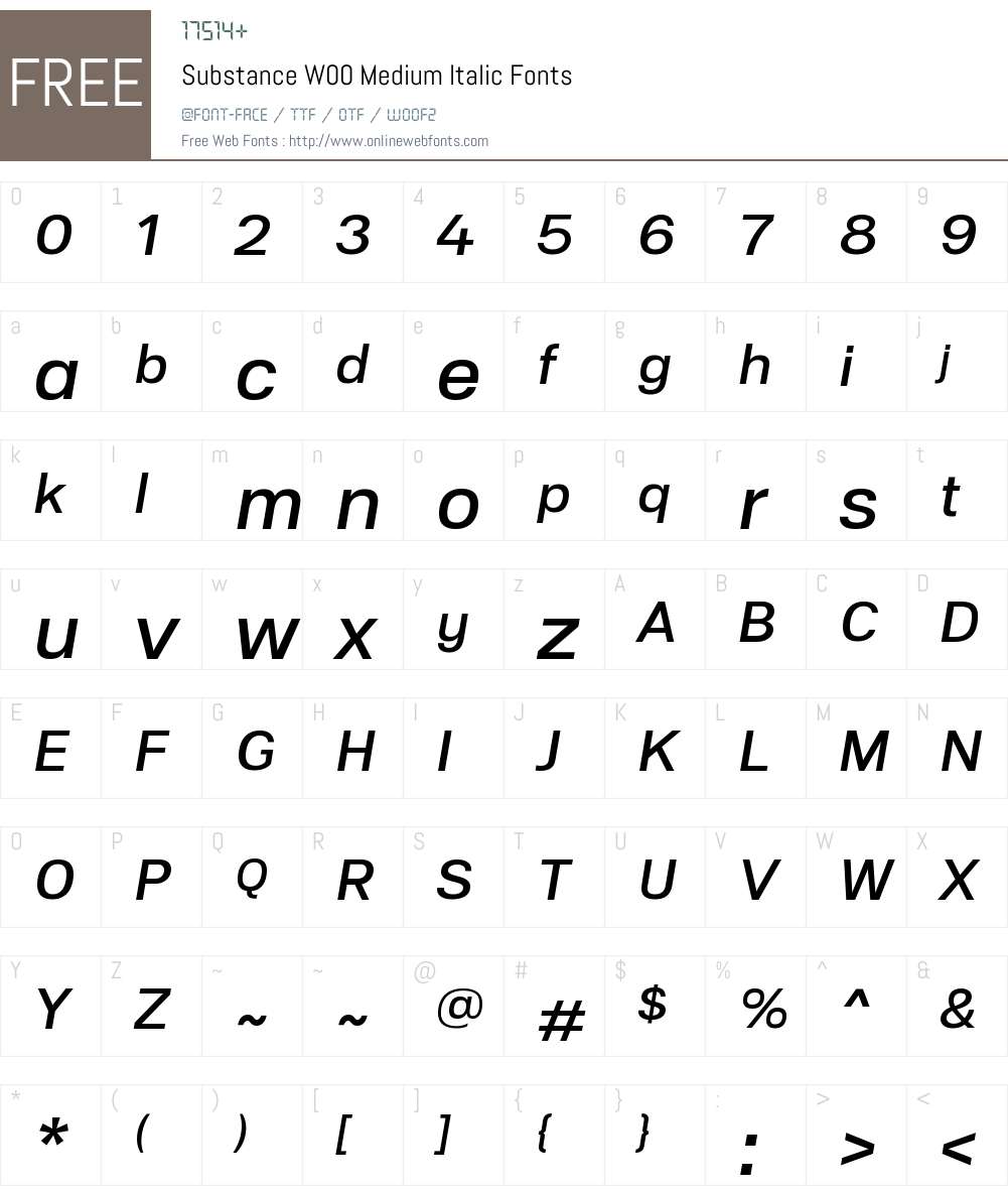 SubstanceW00-MediumItalic Font Screenshots