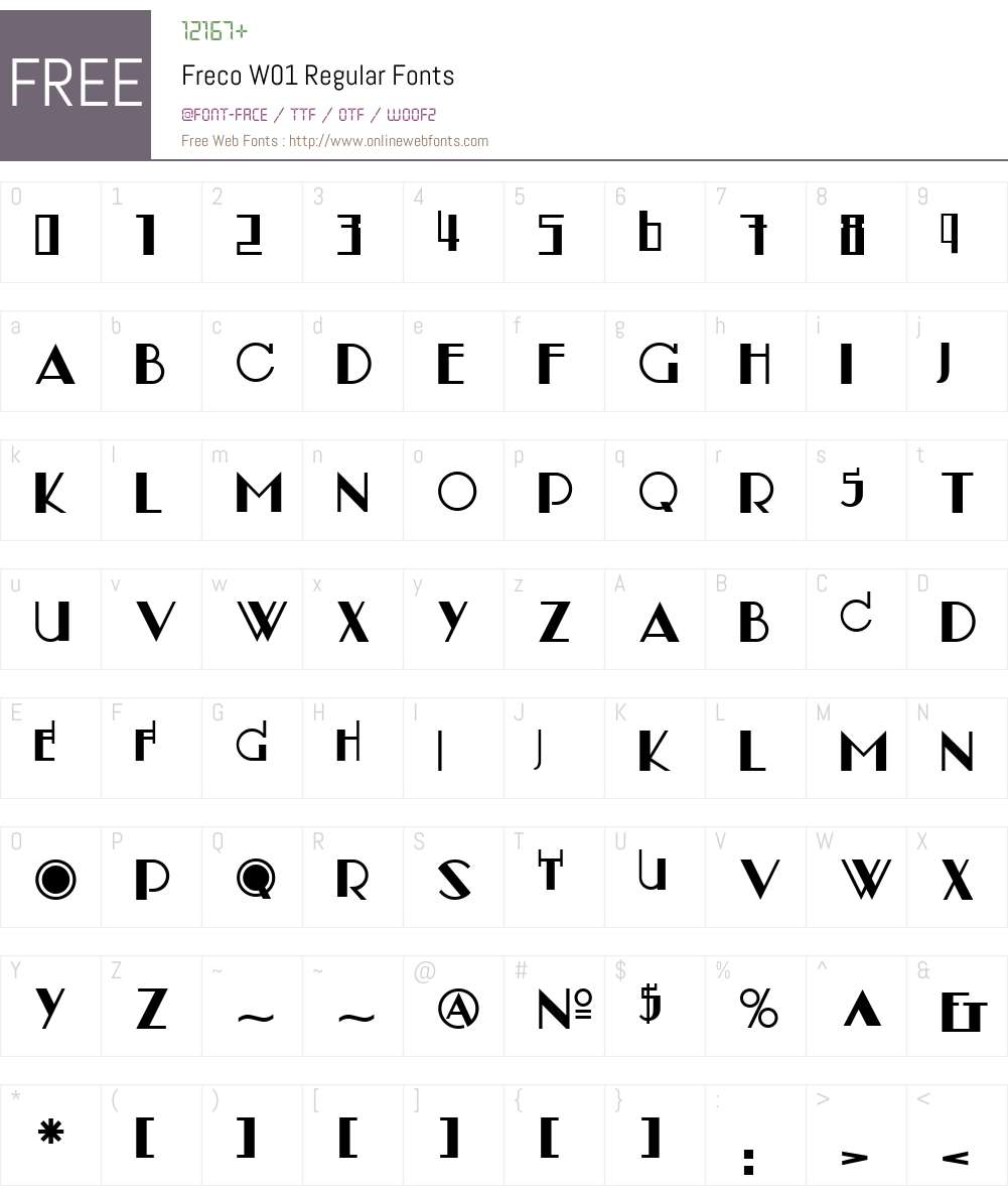 FrecoW01-Regular Font Screenshots