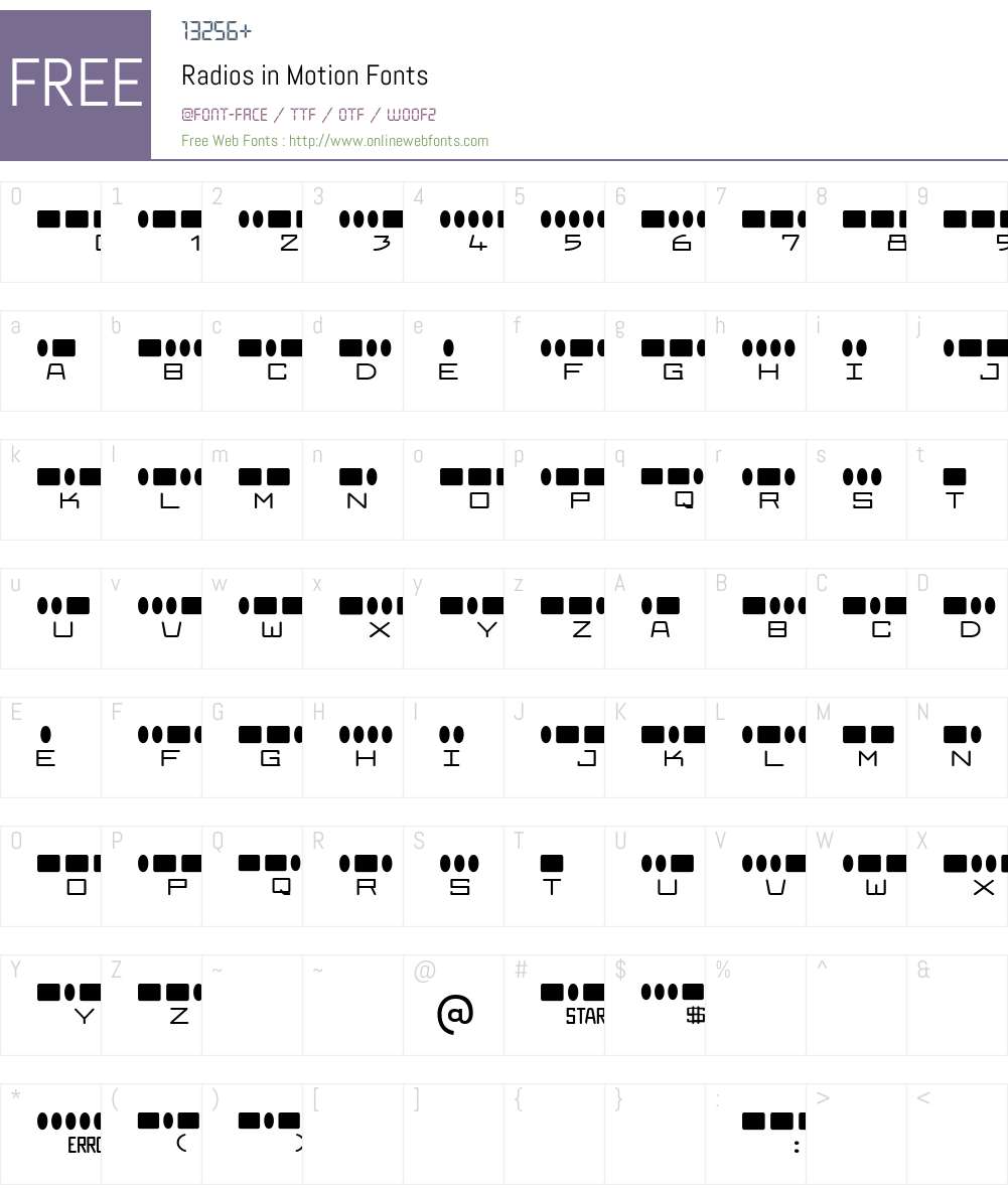 Radios in Motion Font Screenshots